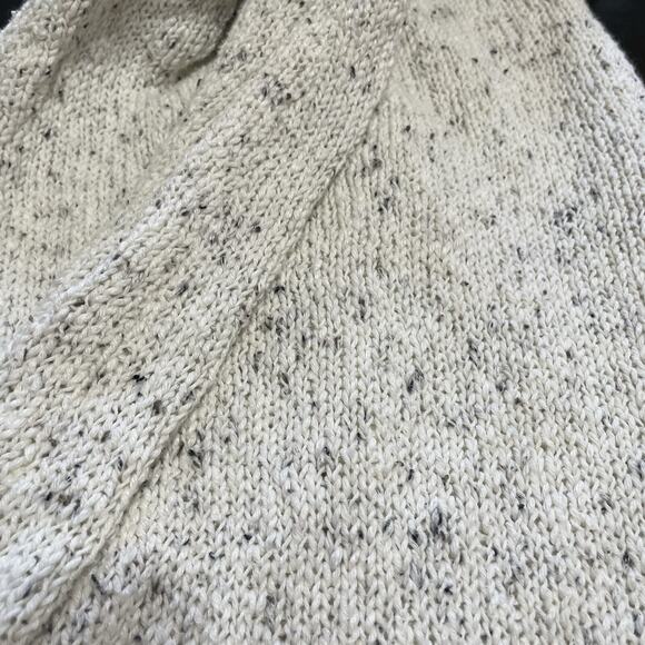 J. Jill Speckled Knit Tunic Sweater Size M Ivory Gray 3/4 Sleeves Notch Hem - Picture 7 of 11